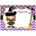 Girl Witch Halloween Thank You Notes - Purple Lime