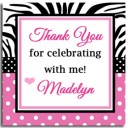 Pink Polka Dot Zebra Party Favor Tag