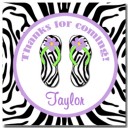 Pool Zebra Flip Flops Favor Tags - Purple