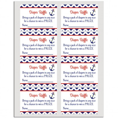 Nautical Ahoy Diaper Raffle Cards by That Party Chick - Anchors Away